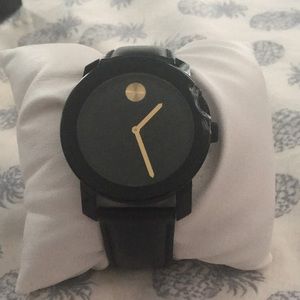 Movado Bold unisex black and gold watch